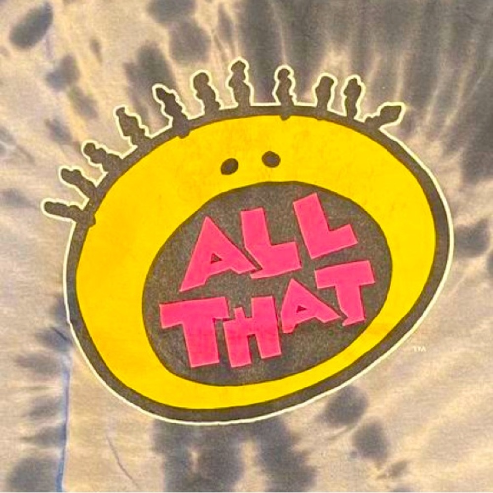 All That Graphic Tie-Dye Short Sleeve Tee - Gray with Yellow & Pink